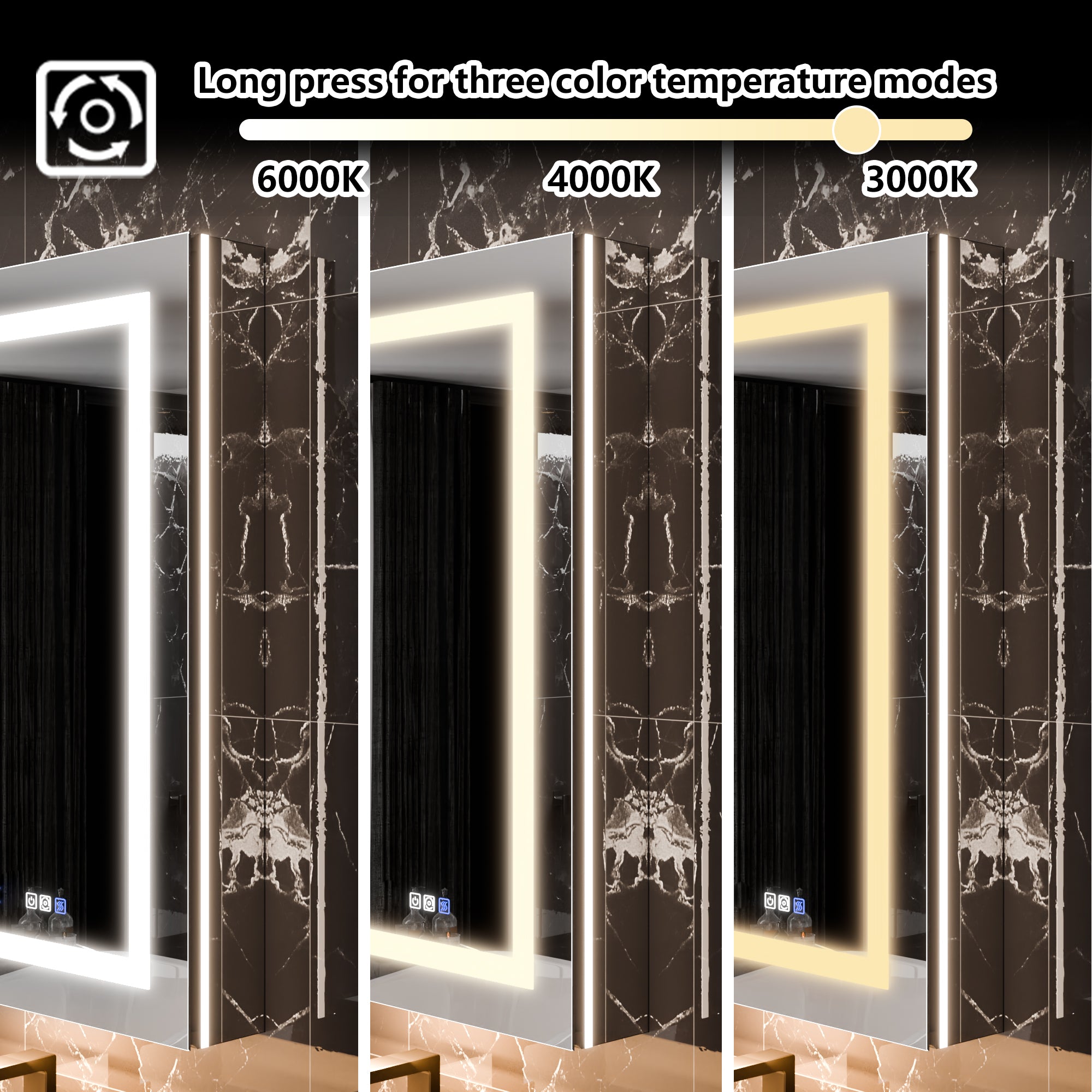 WELLFOR 48 in. x 36 in. Recessed/Surface Mount Right Medicine Cabinet with 5X Magnifier Mirror and Night Light