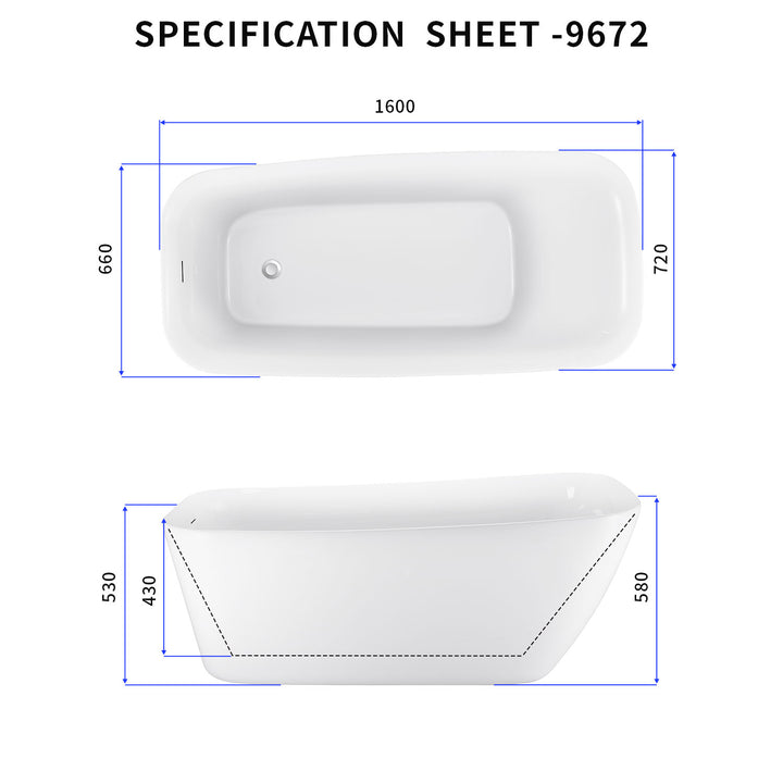 28-in W White Acrylic Freestanding Contemporary Soaking Bathtub