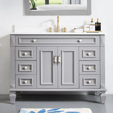 48 in. Titanium Grey Single Sink Freestanding Solid Wood Bathroom Vanity with Carrara White Quartz Countertop