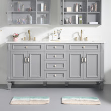 72 in. Titanium Grey Freestanding Solid Wood Bathroom Vanity with Carrara White Quartz Countertop