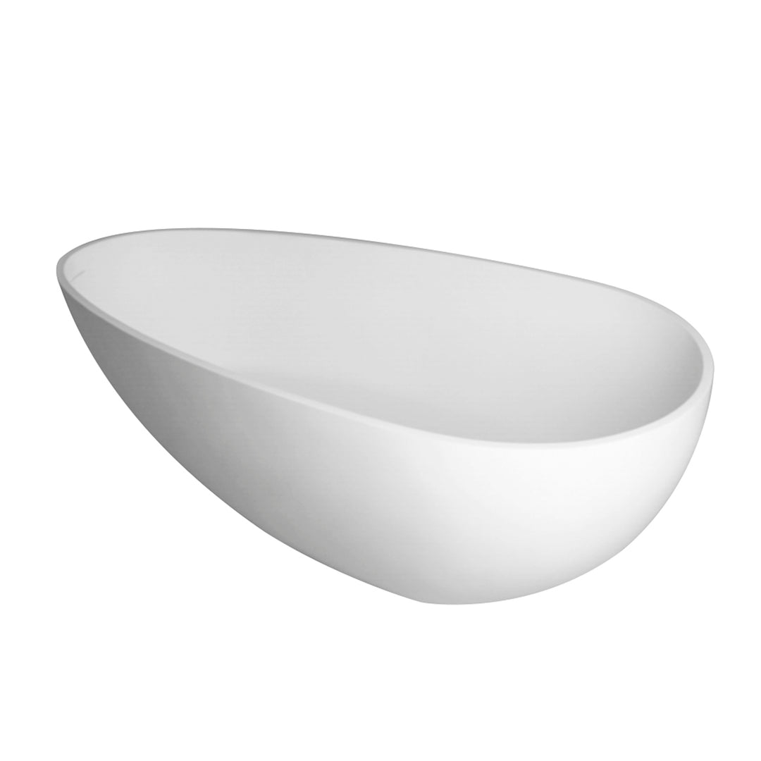 59" Solid Surface Stone Resin Freestanding Egg Shape Bathtub in Matte White