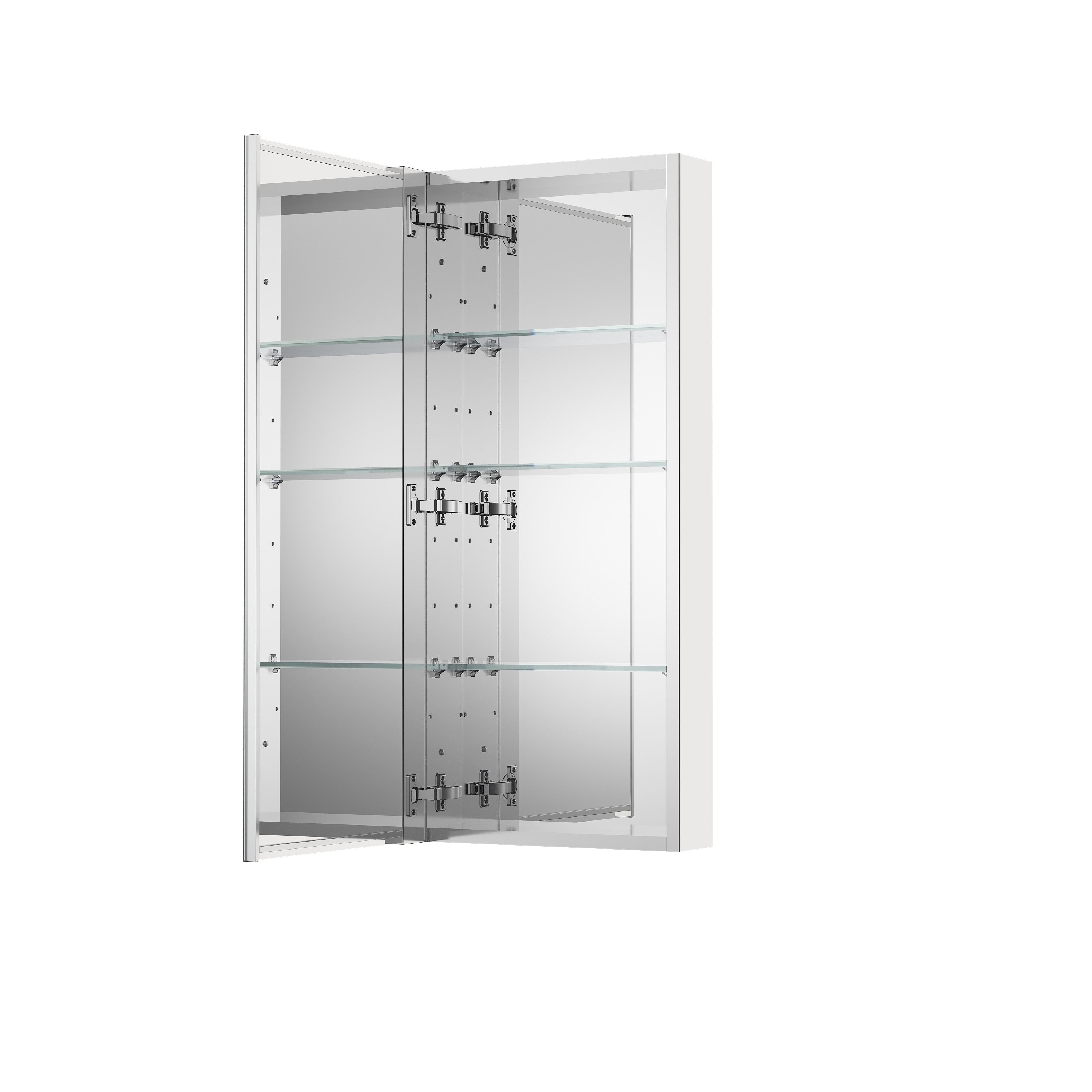 16 in. ×36 in. Copper-Free Tri-Views Mirror Medicine Cabinet, Recessed/Surface Mount and Left Swing Door