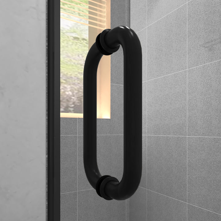 28'' W x 72'' H Frameless Shower Door in Black with Clear Glass