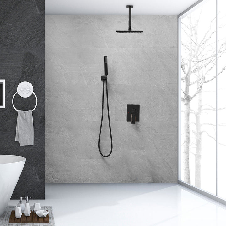 10 inch Single-Handle 2-Spray Square High Pressure Shower Faucet with Ceiling Shower Head