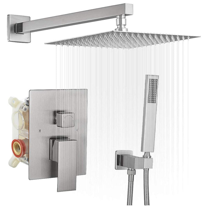 10inch/ 12inch/ 16inch Showerhead Single-Handle 2-Spray Square  Shower Faucet Valve Included