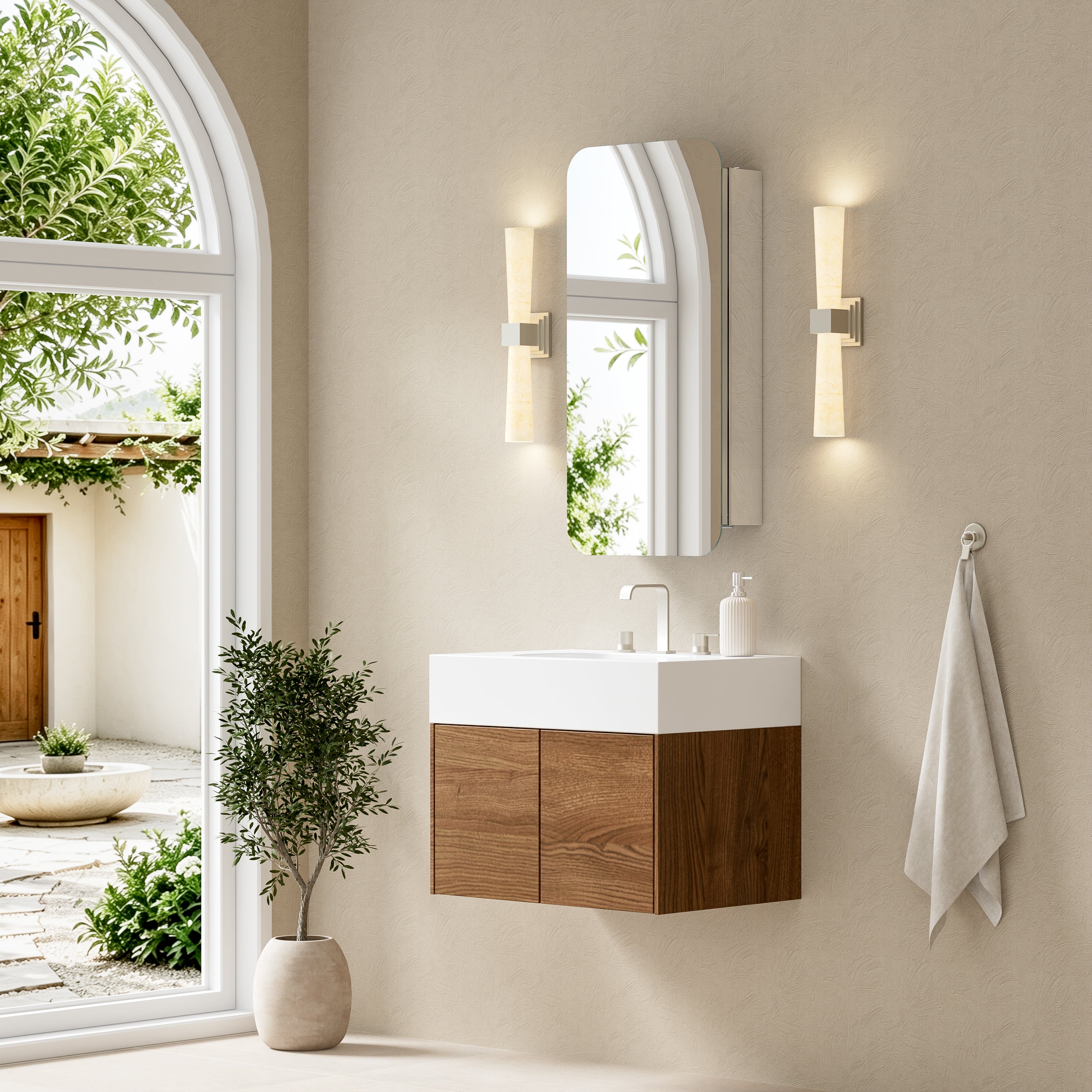 16 in. × 32 in. Aluminum Mirror Medicine Cabinet with Reversible Door Swing, Recessed or Surface Mount, Adjustable Shelves