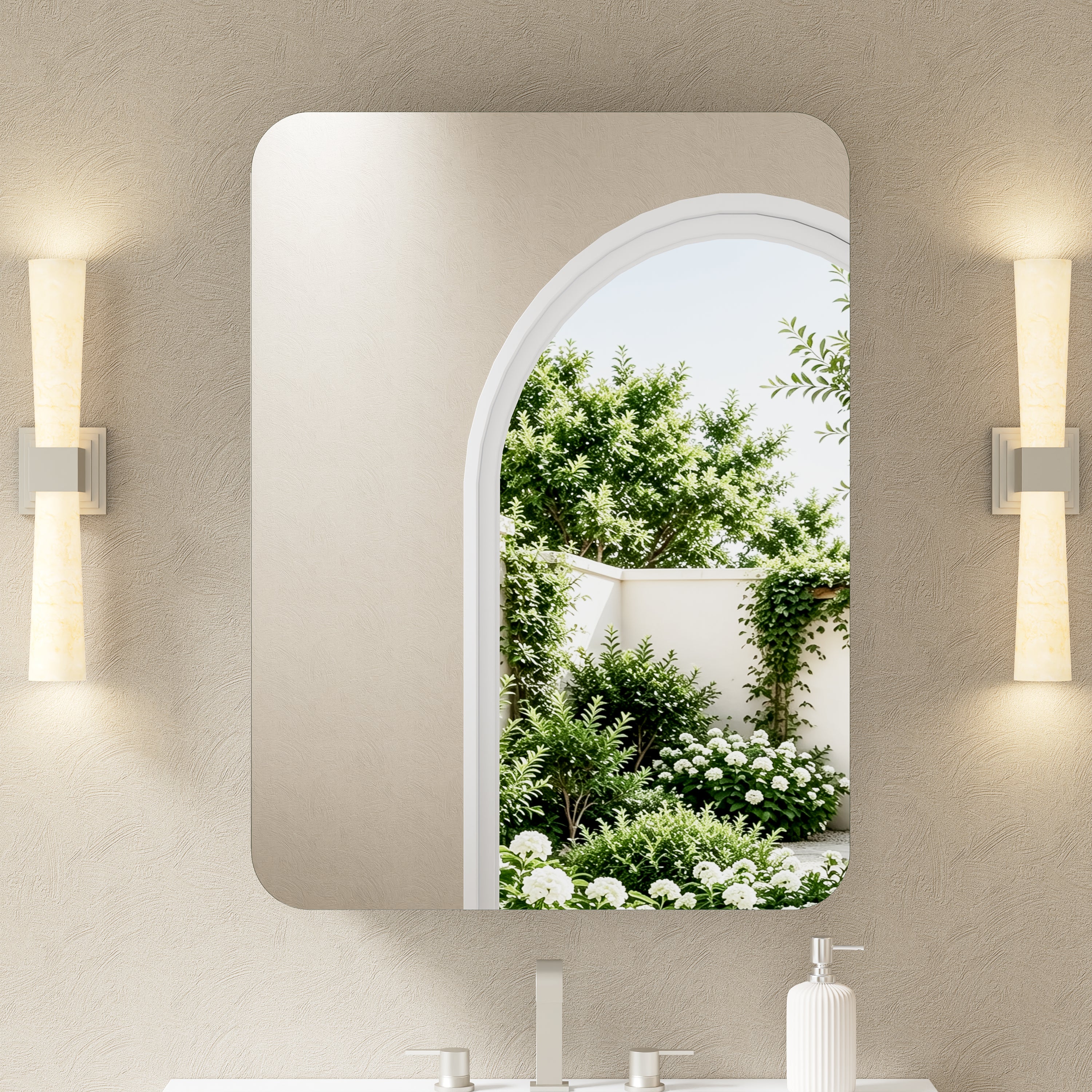 24 in. × 32 in. Aluminum Mirror Medicine Cabinet with Reversible Door Swing, Recessed or Surface Mount, Adjustable Shelves