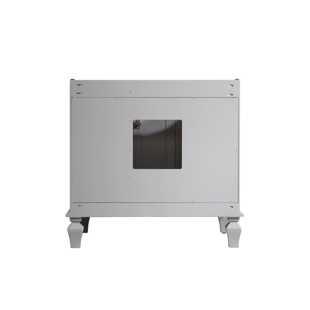 36" Titanium Grey Freestanding Solid Wood Bathroom Vanity Storage Organizer with Carrara White Quartz Countertop