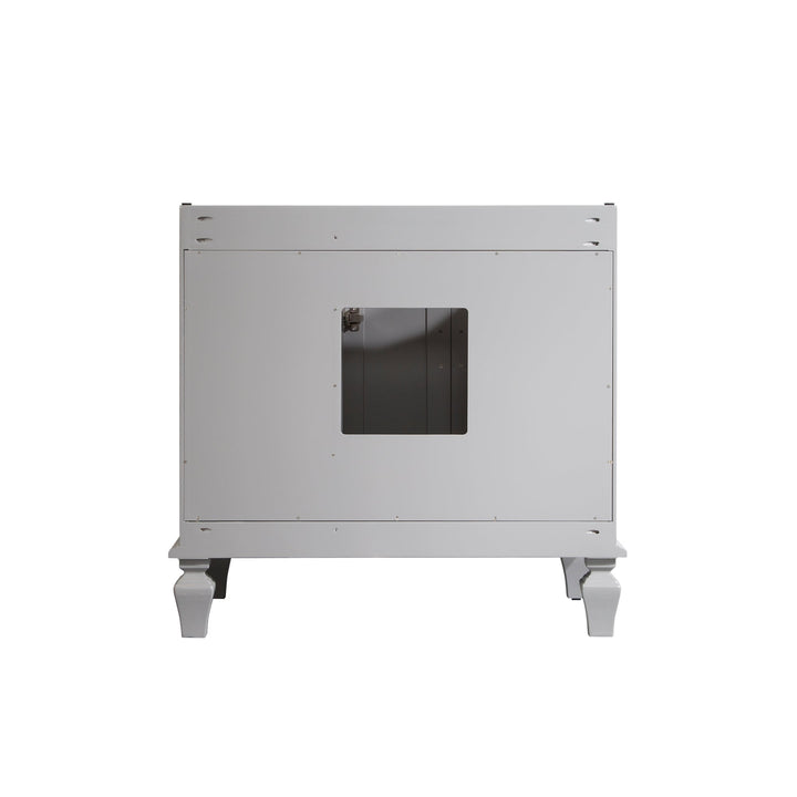 36" Titanium Grey Freestanding Solid Wood Bathroom Vanity Storage Organizer with Carrara White Quartz Countertop