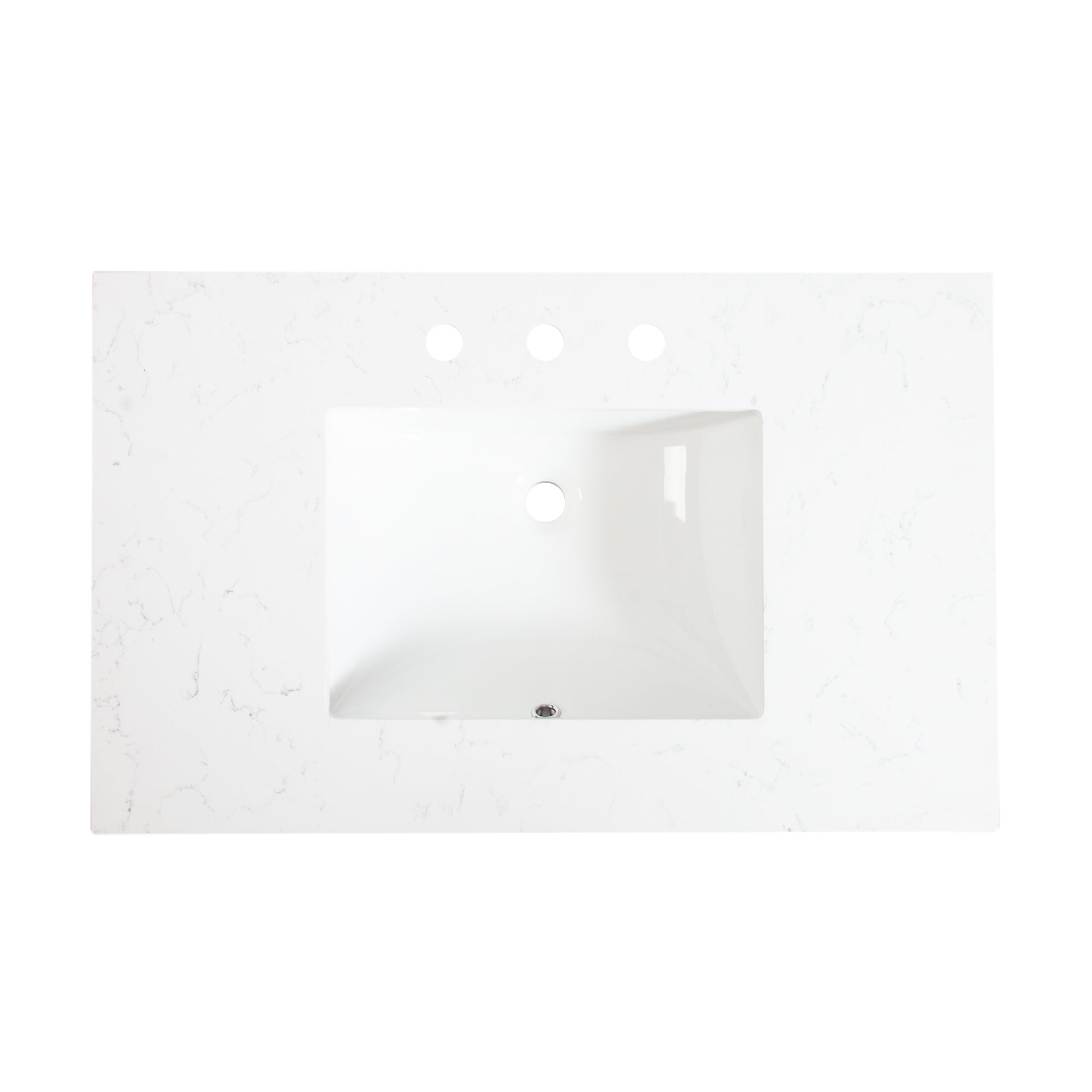 36 in. White Freestanding Solid Wood Bathroom Vanity Storage Organizer with Carrara White Quartz Countertop