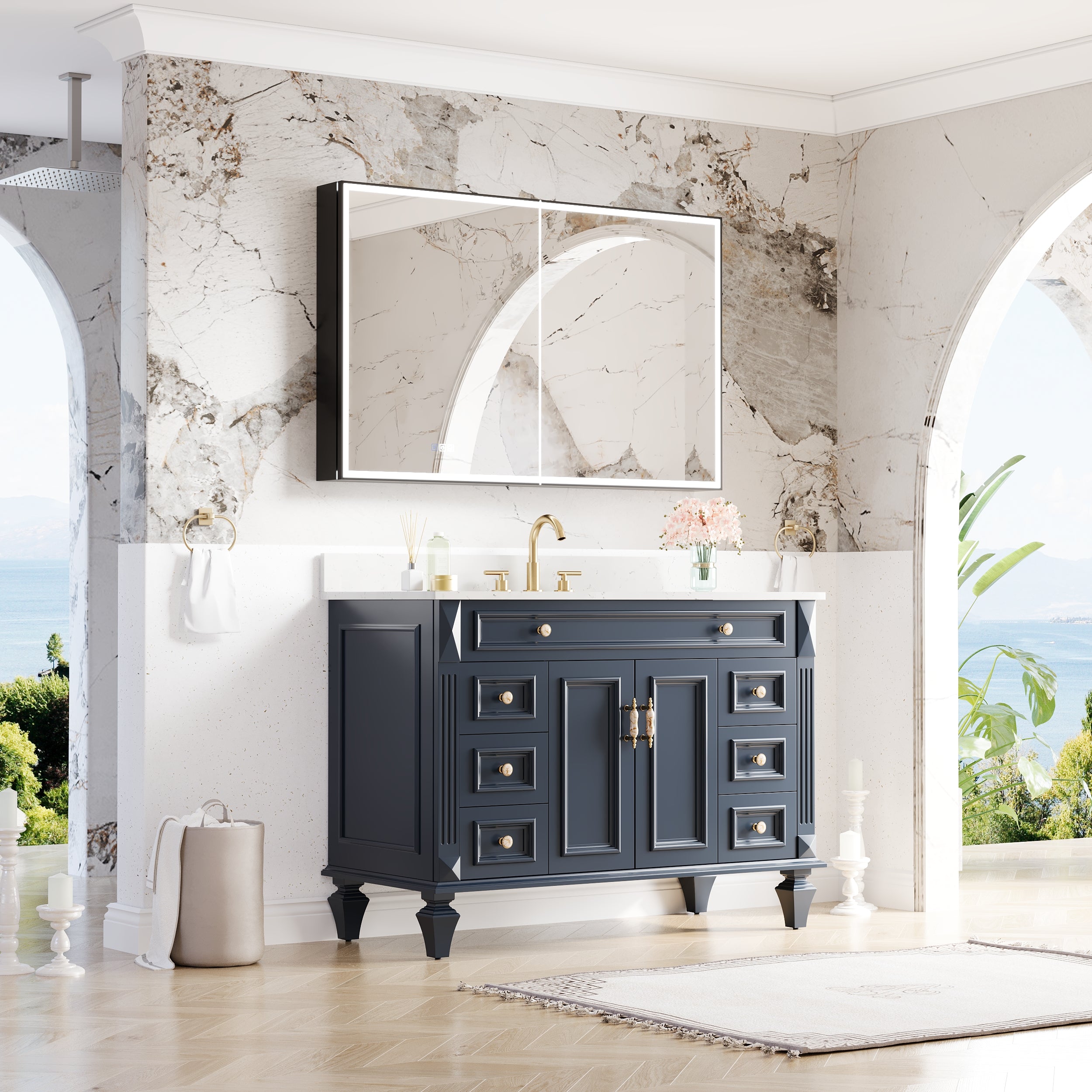 Artwood Bathroom Vanity | Luxury Textured Wood Cabinet Sets | WELLFOR