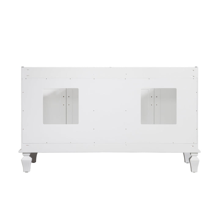 60" White Freestanding Solid Wood Bathroom Vanity Storage Organizer with Carrara White Quartz Countertop
