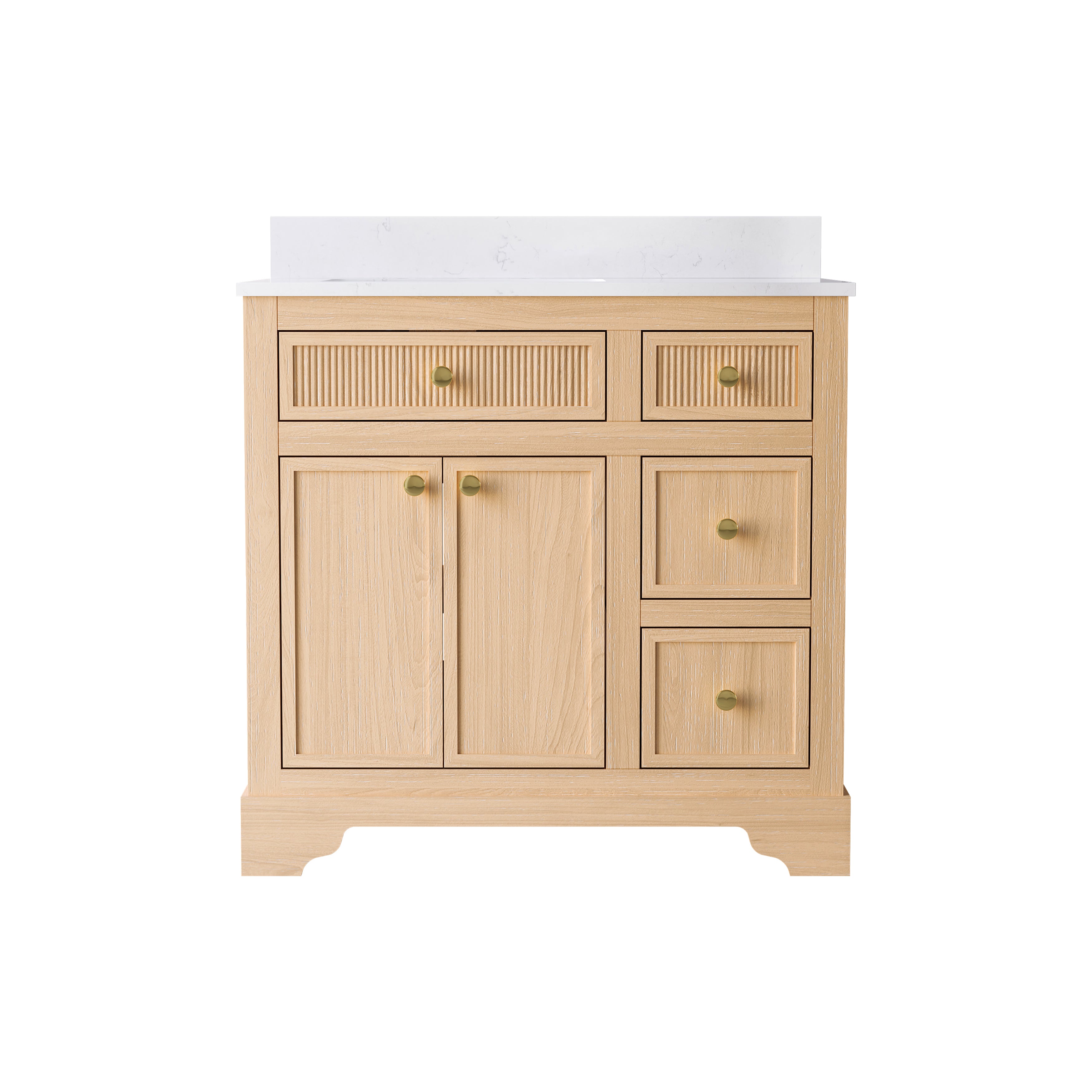 36-Inch Freestanding Bathroom Vanity with Carrara White Quartz Top Sink