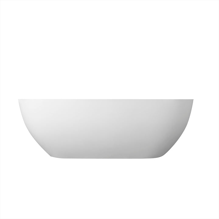 59" Stone Resin Solid Surface Oval Shape Freestanding Bathtub in Matte White