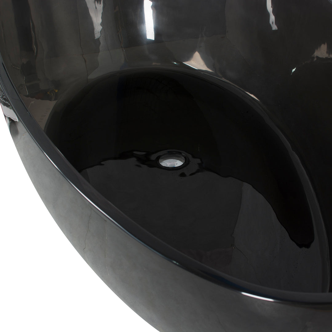 68" Translucent Black Resin Egg Shape Freestanding Bathtub