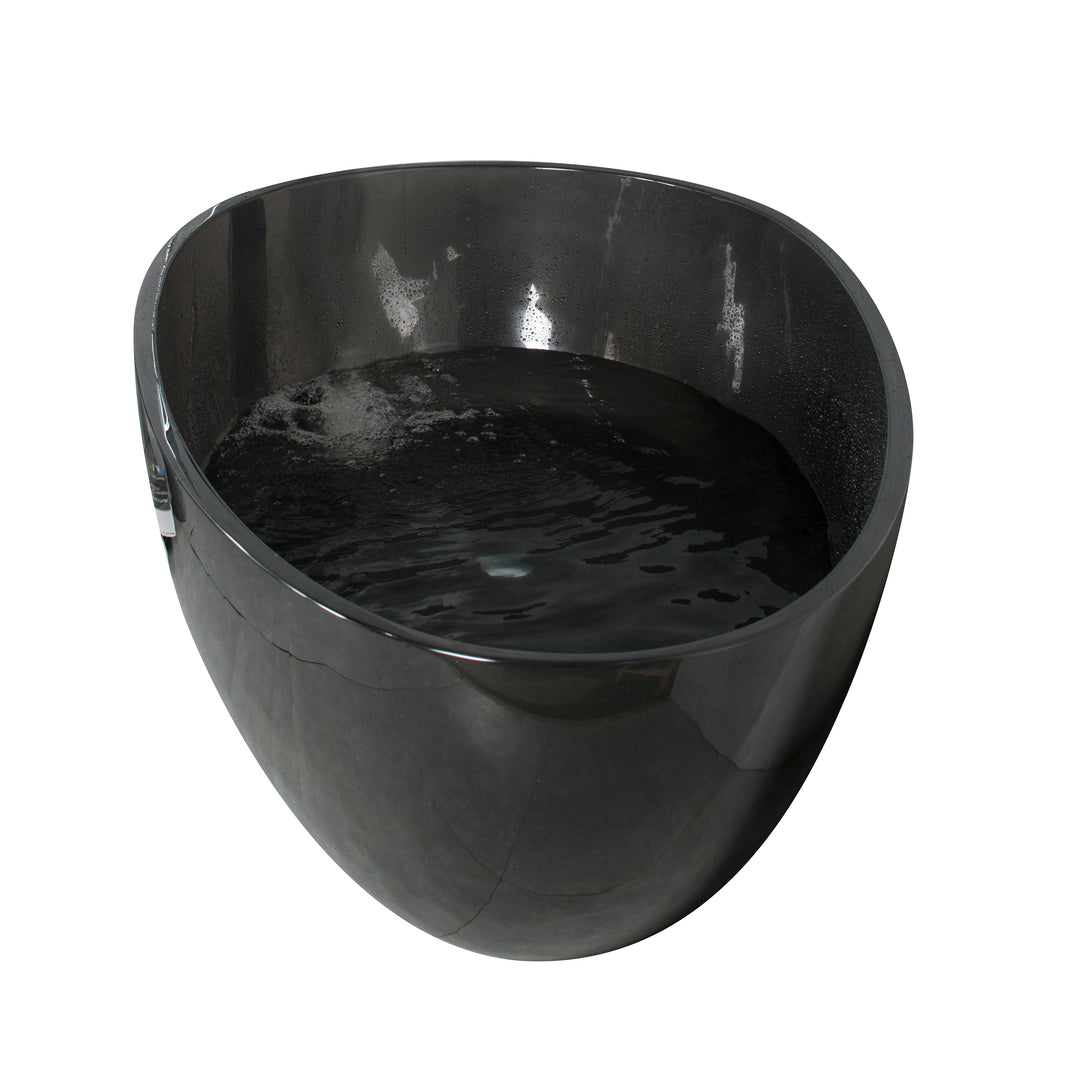 68" Translucent Black Resin Egg Shape Freestanding Bathtub