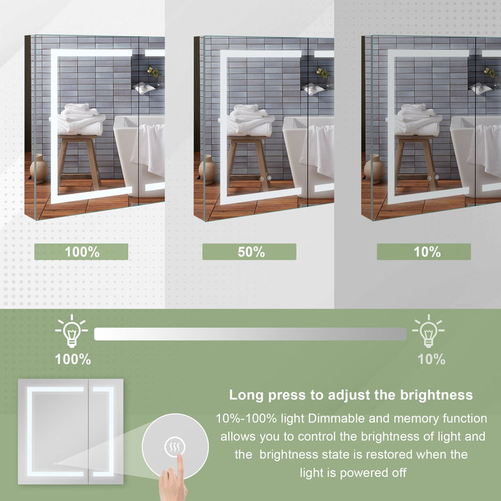 30" x 30" Lighted LED Surface/Recessed Mount Mirror Rectangle Bathroom Medicine Cabinet with Outlet