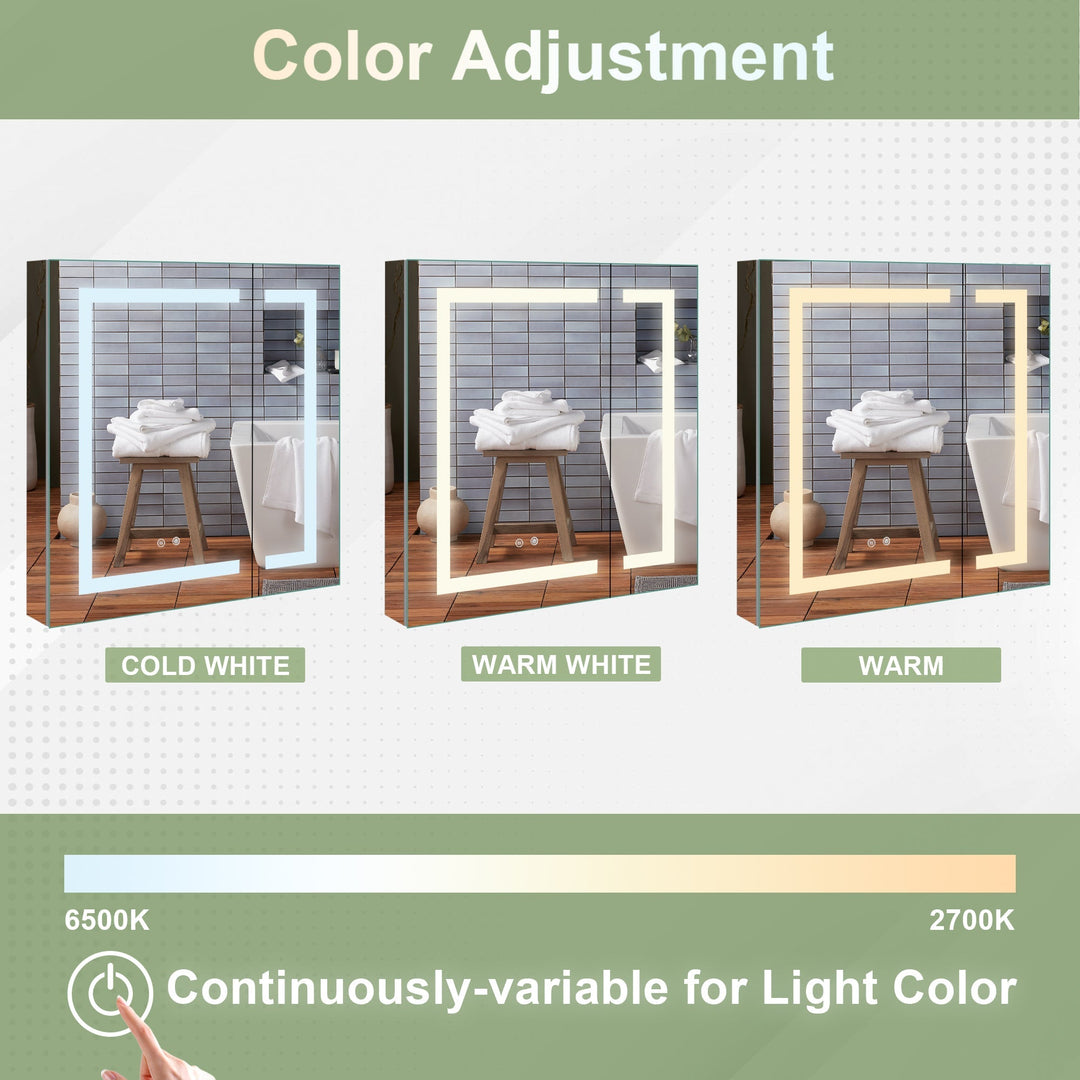 30" x 30" Lighted LED Surface/Recessed Mount Mirror Rectangle Bathroom Medicine Cabinet with Outlet