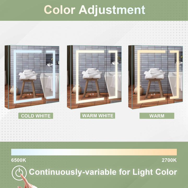 30" x 30" Lighted LED Surface/Recessed Mount Mirror Rectangle Bathroom Medicine Cabinet with Outlet