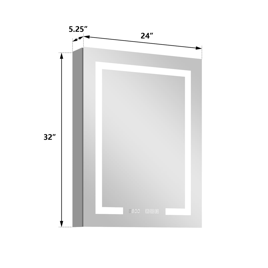 20" W x 32" H Recessed/Surface Bathroom Light Narrow Mirrored Medicine Cabinets with Outlet left Side