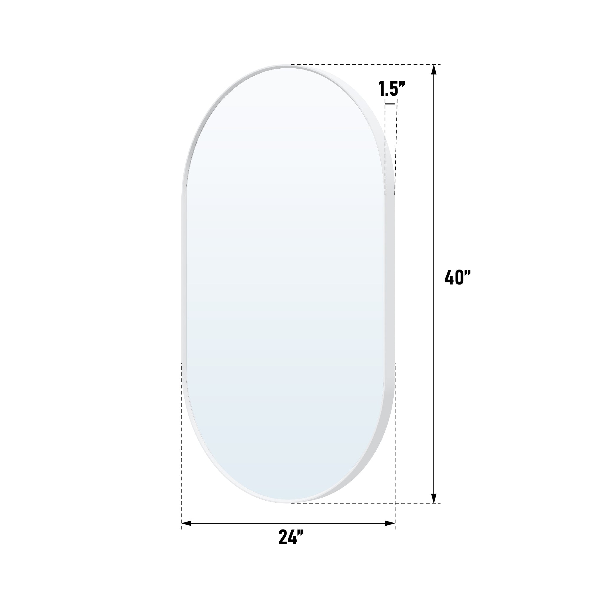 24 in. W x 40 in. H Oval Framed Wall Mount Bathroom Vanity Mirror in White