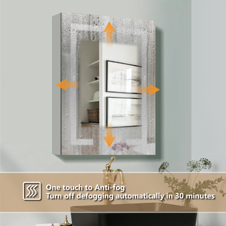 20" W x 32" H Recessed/Surface Bathroom Light Narrow Mirrored Medicine Cabinets with Outlet Right Side