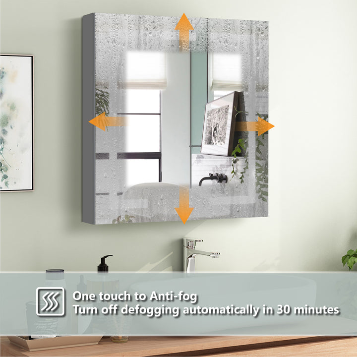 30" W x 32" H Led Lighted Mirror Medicine Cabinet Recessed or Surface Mount with Defog