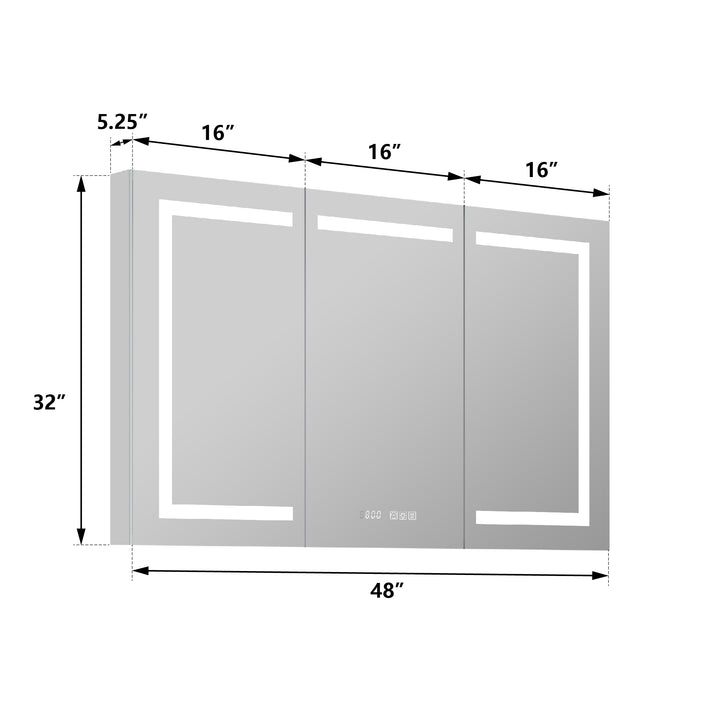 48" W x 32" H LED Lighted Bathroom Medicine Cabinet with Mirror Recessed or Surface