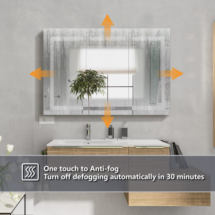 48" W x 32" H LED Lighted Bathroom Medicine Cabinet with Mirror Recessed or Surface
