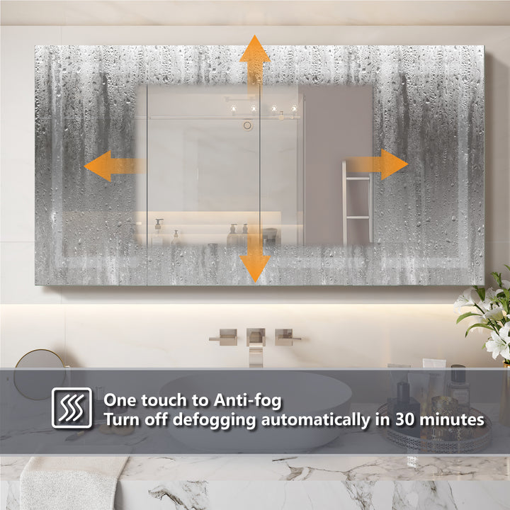 60" W x 32" H LED Lighted Bathroom Medicine Cabinet with Mirror Recessed or Surface