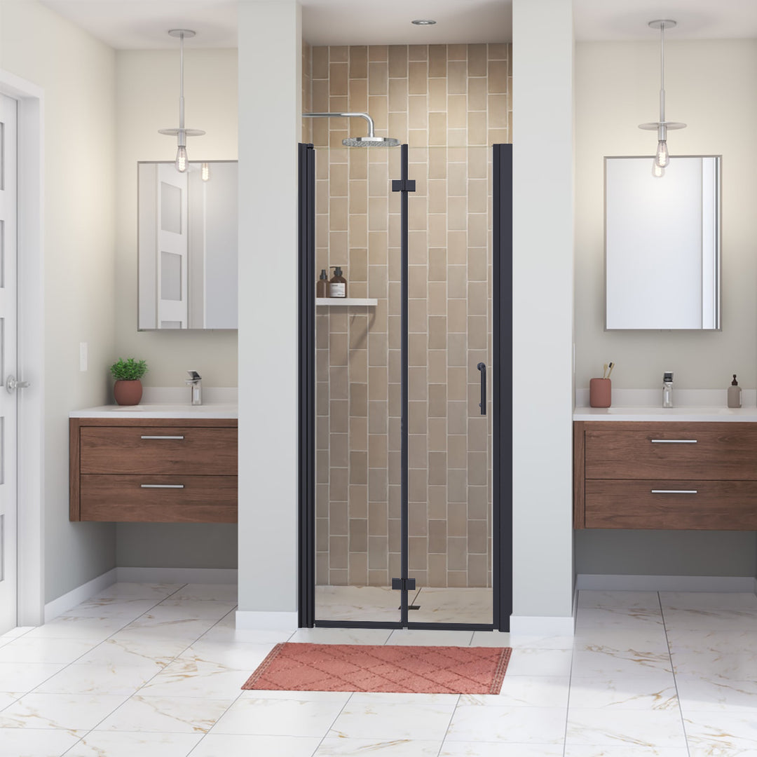 32" W x 72" H Semi-Frameless Hinged Bi-Fold Folding Shower Door in Matte Black