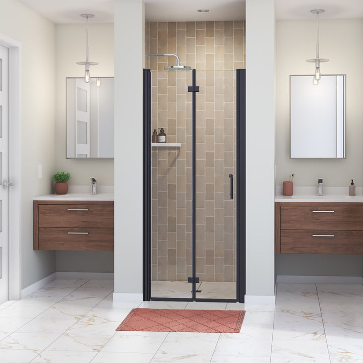 32" W x 72" H Semi-Frameless Hinged Bi-Fold Folding Shower Door in Matte Black