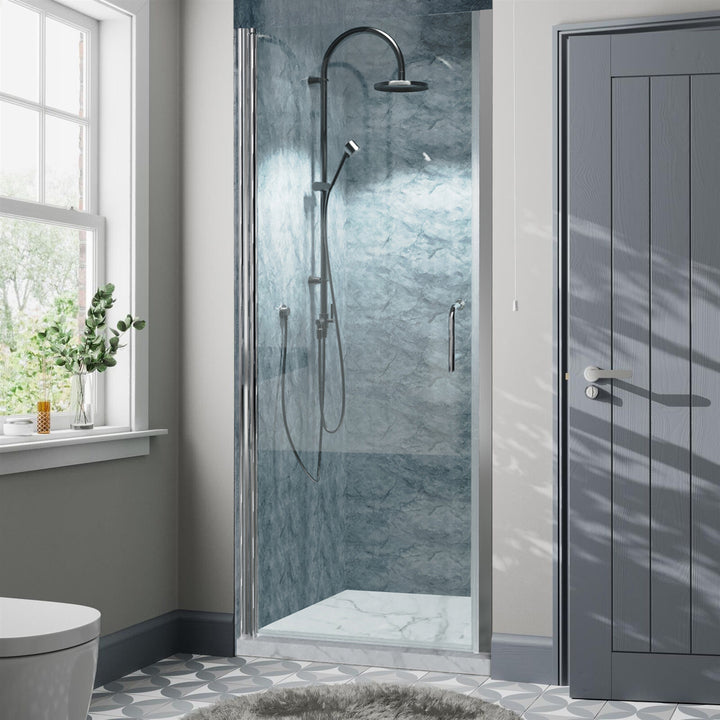 32" W x 72" H Pivot Shower Door Semi-Frameless Hinged in Chrome Install Glass Shower Door