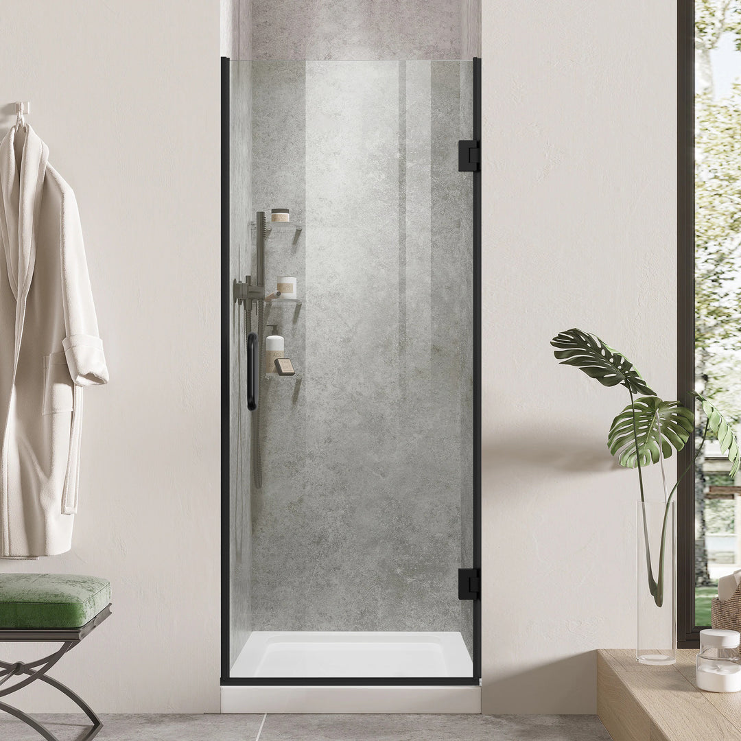 28'' W x 72'' H Frameless Shower Door in Black with Clear Glass