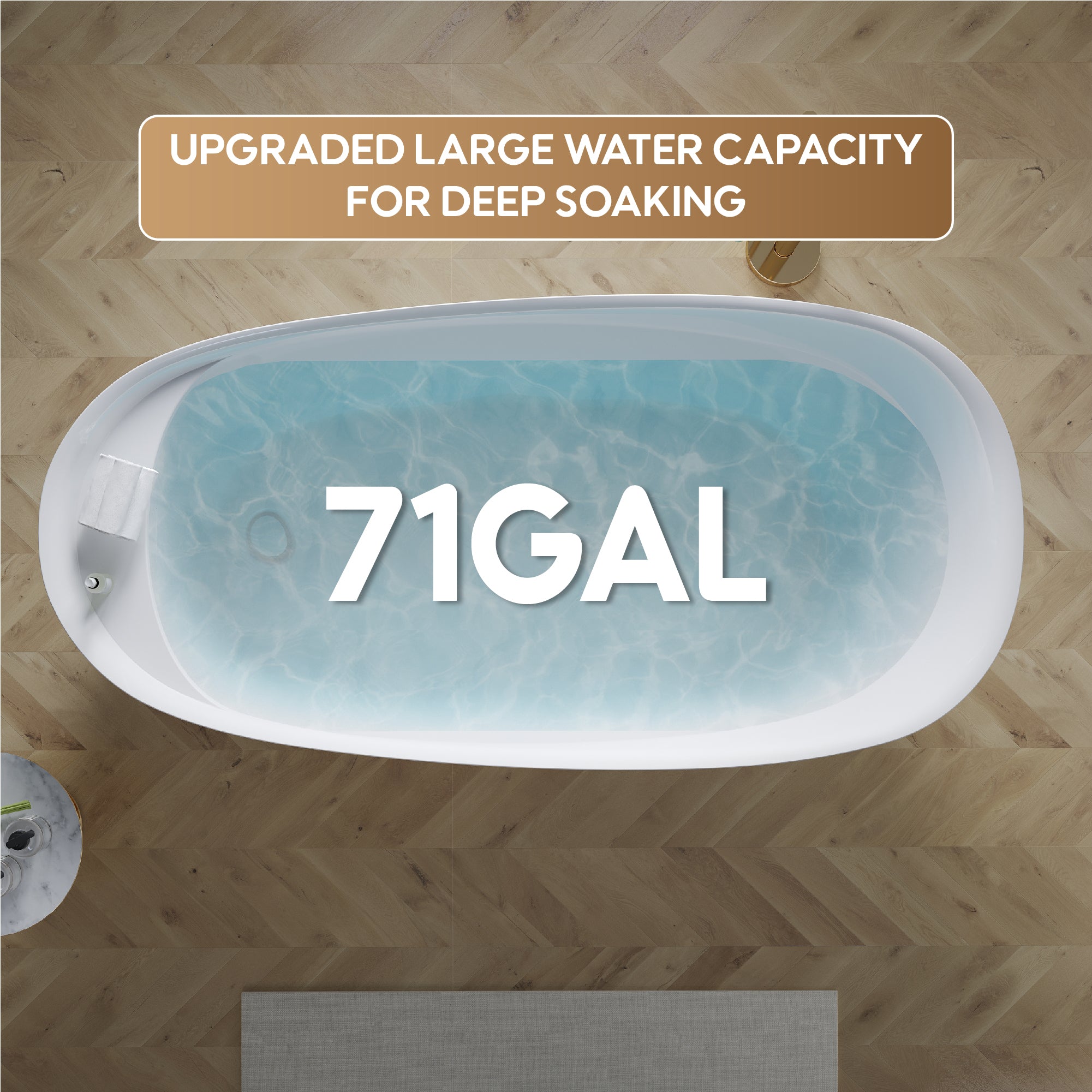69" Freestanding Glossy White Acrylic Bathtub with Slotted Overflow and Drainer