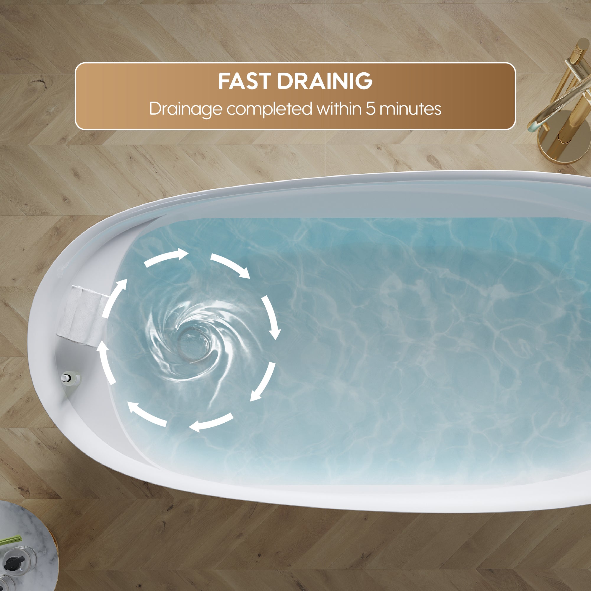 69" Freestanding Glossy White Acrylic Bathtub with Slotted Overflow and Drainer