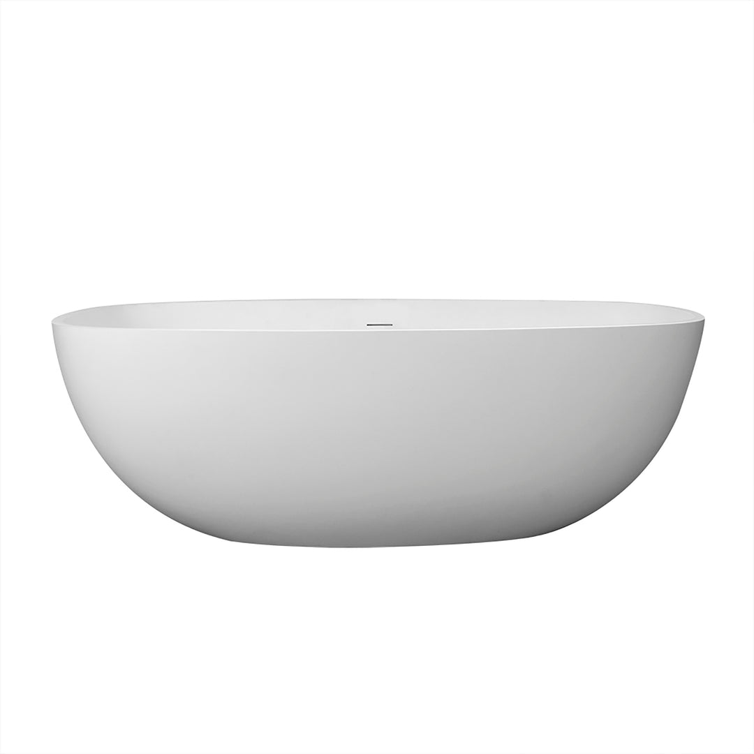 67" Stone Resin Solid Surface Matte Freestanding Bathtub, White
