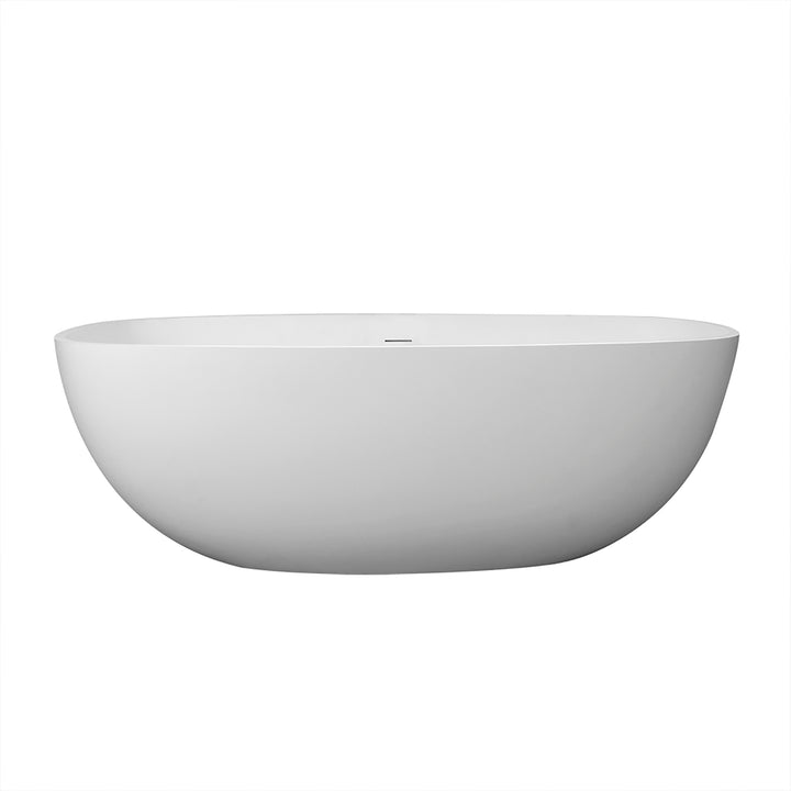 67" Stone Resin Solid Surface Matte Freestanding Bathtub, White