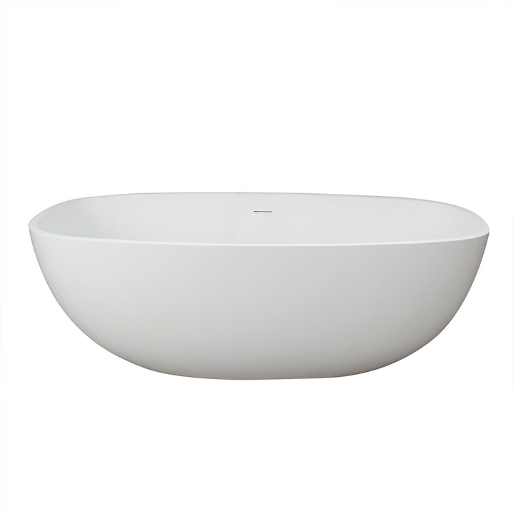 67" Stone Resin Solid Surface Matte Freestanding Bathtub, White