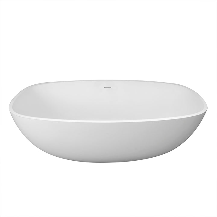 67" Stone Resin Solid Surface Matte Freestanding Bathtub, White