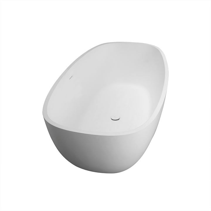 67" Stone Resin Solid Surface Matte Freestanding Bathtub, White