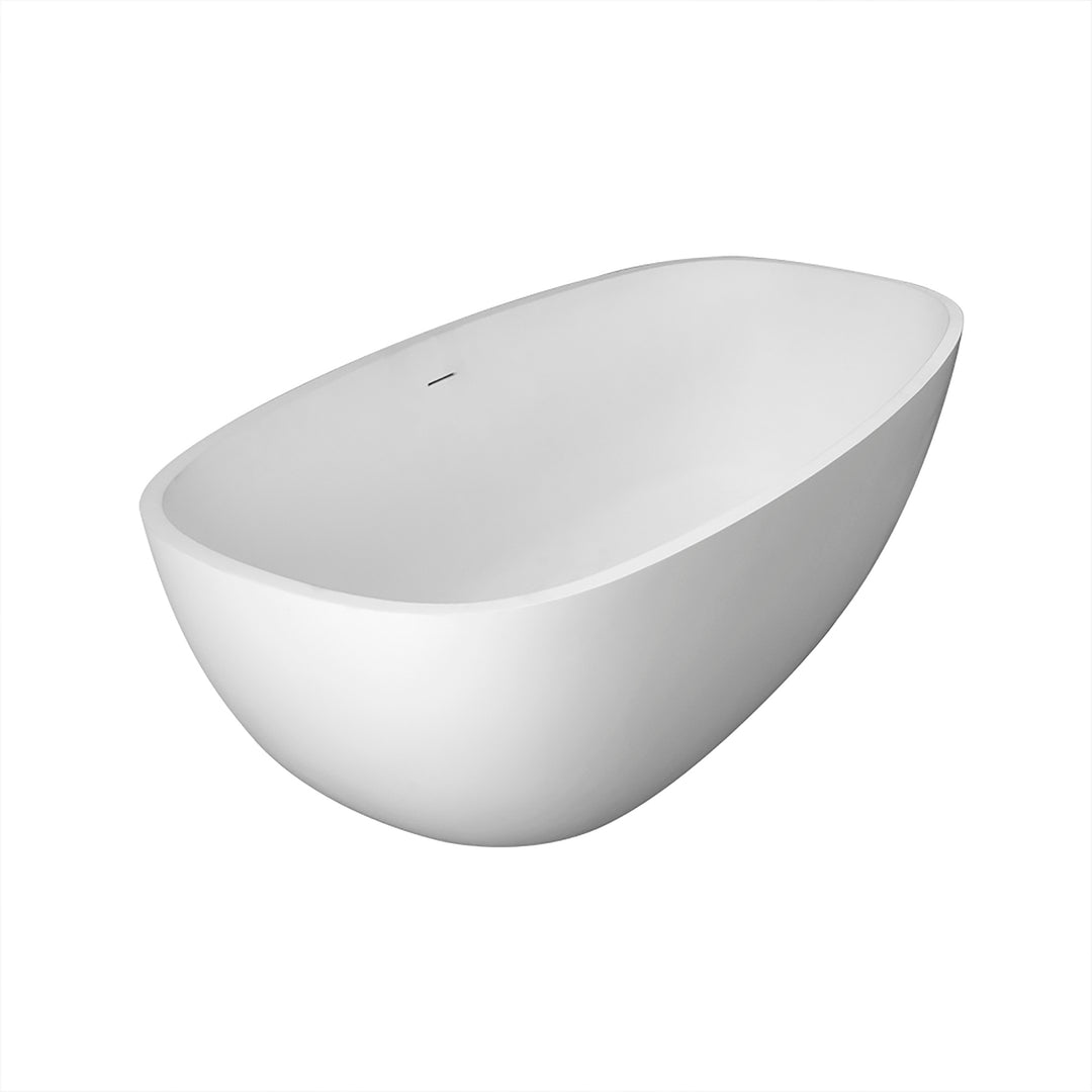 67" Stone Resin Solid Surface Matte Freestanding Bathtub, White