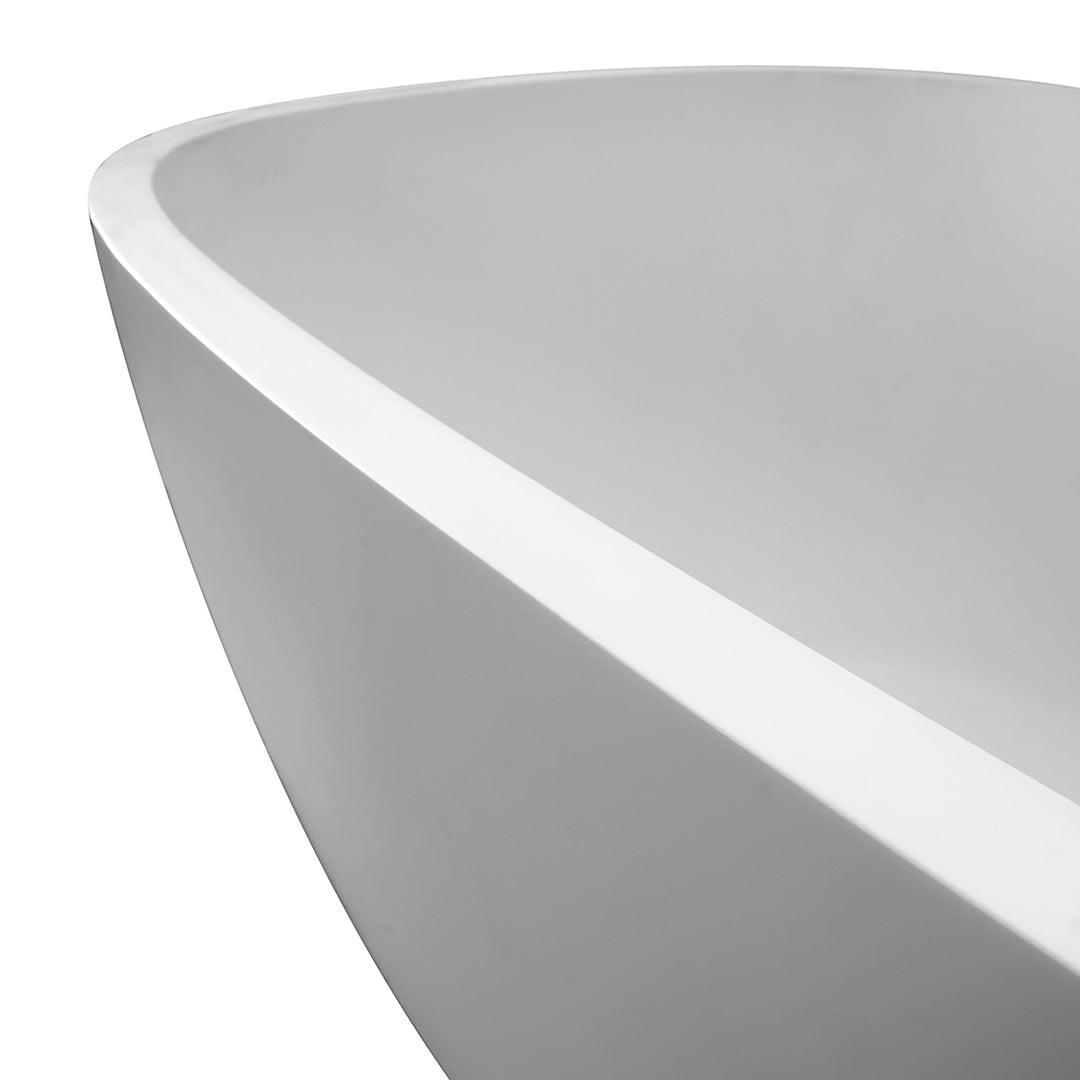 67" Stone Resin Solid Surface Matte Freestanding Bathtub, White