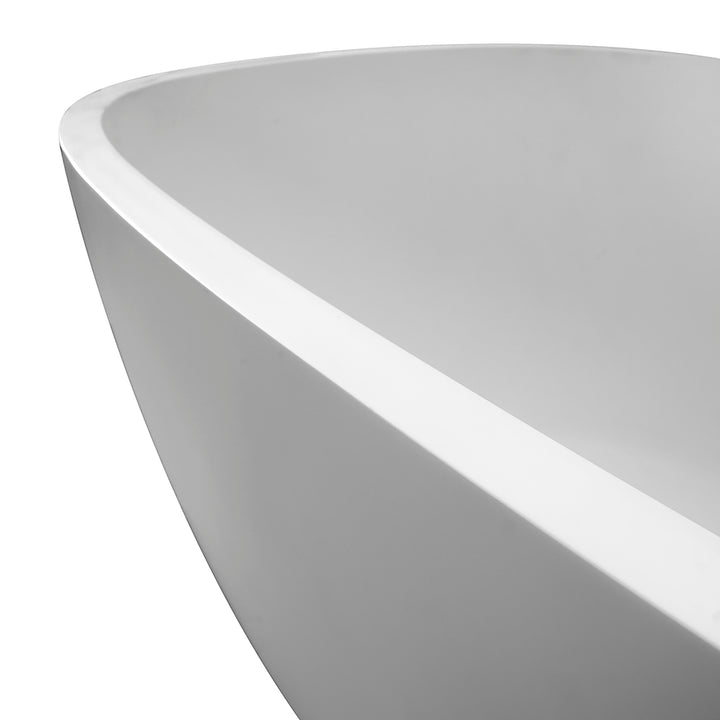 67" Stone Resin Solid Surface Matte Freestanding Bathtub, White