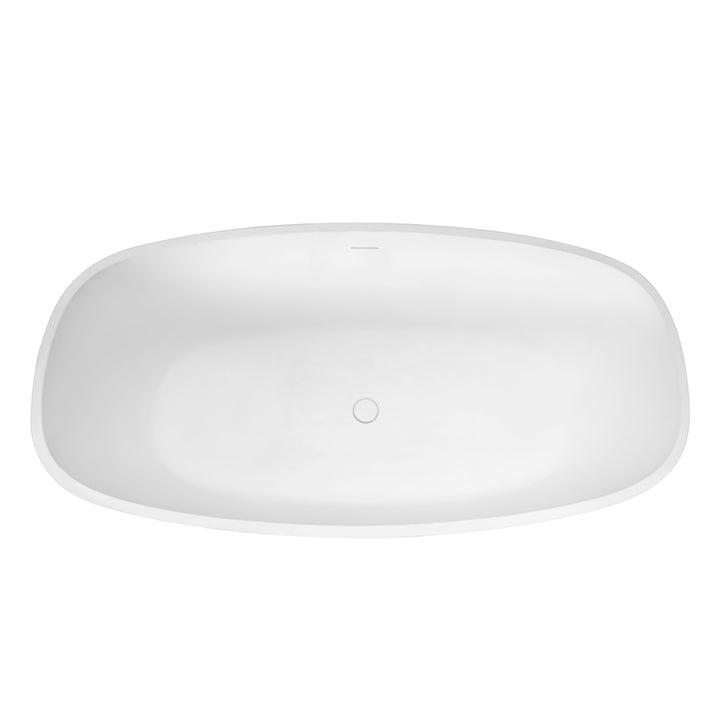 67" Stone Resin Solid Surface Matte Freestanding Bathtub, White