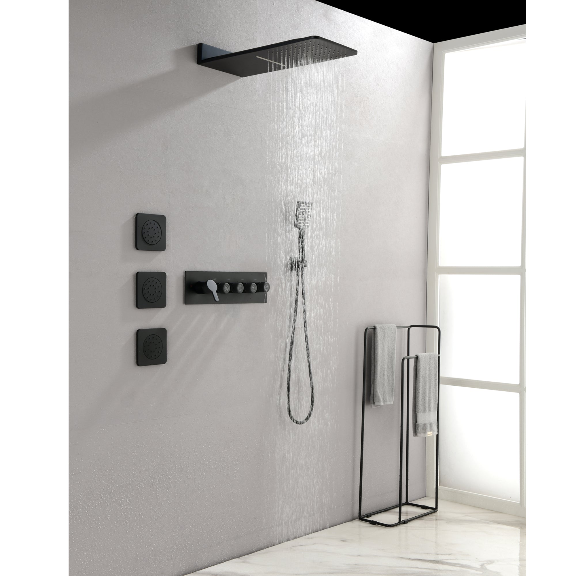 rainfall shower head with handheld