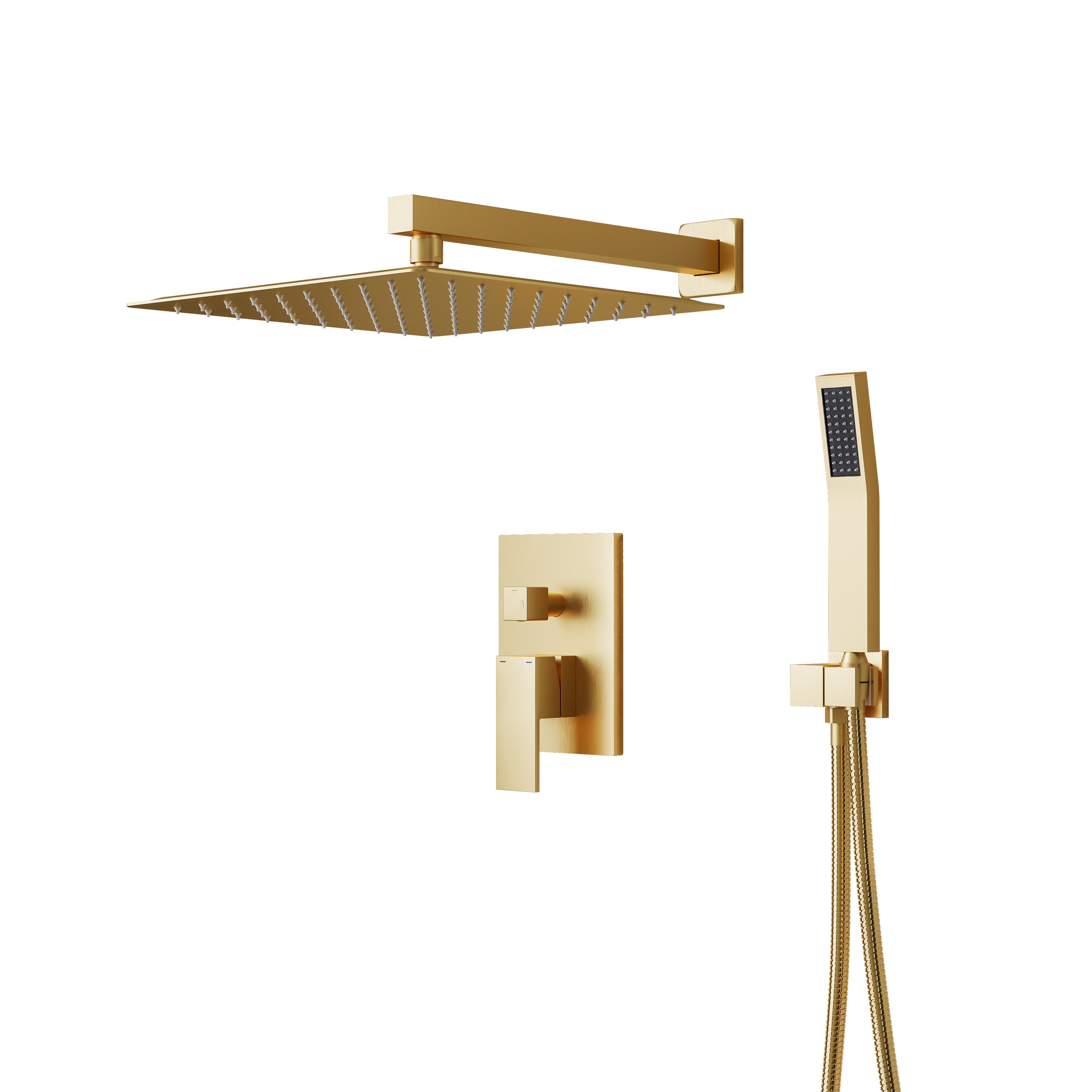 10-in Rain Shower Head Wall Mount Dual Head Built-In Shower System with with 2-way Diverter Valve Included