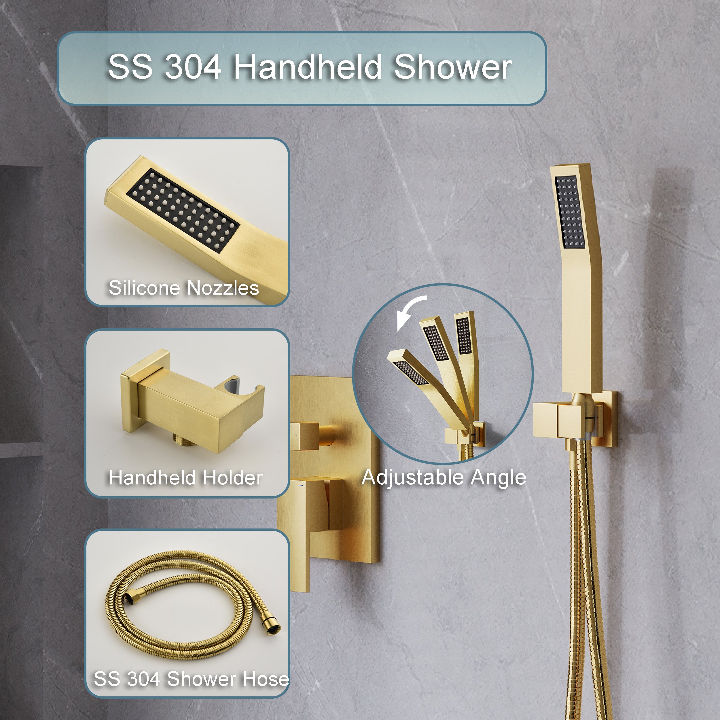 10-in Rain Shower Head Wall Mount Dual Head Built-In Shower System with with 2-way Diverter Valve Included