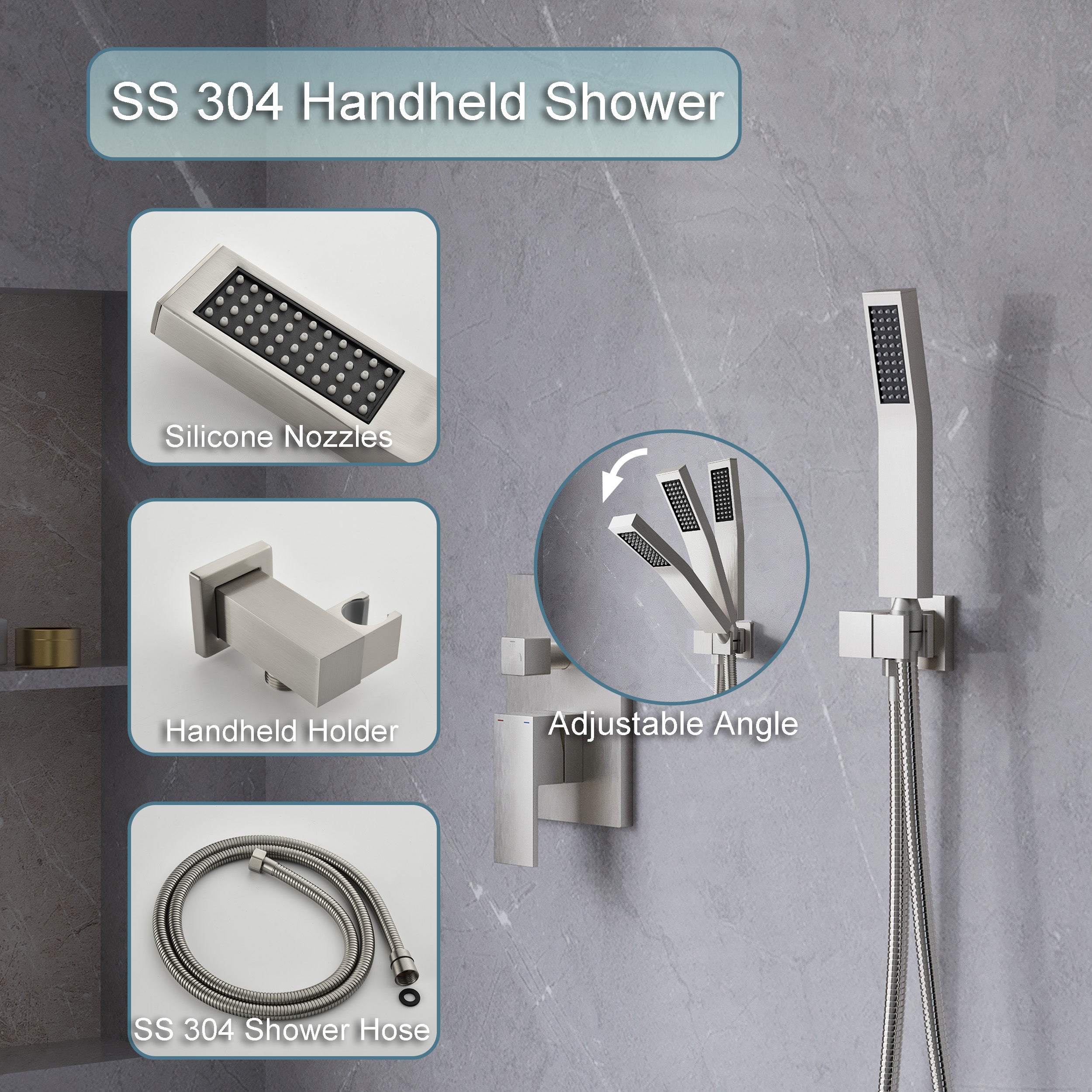 10-in Rain Shower Head Wall Mount Dual Head Built-In Shower System with with 2-way Diverter Valve Included