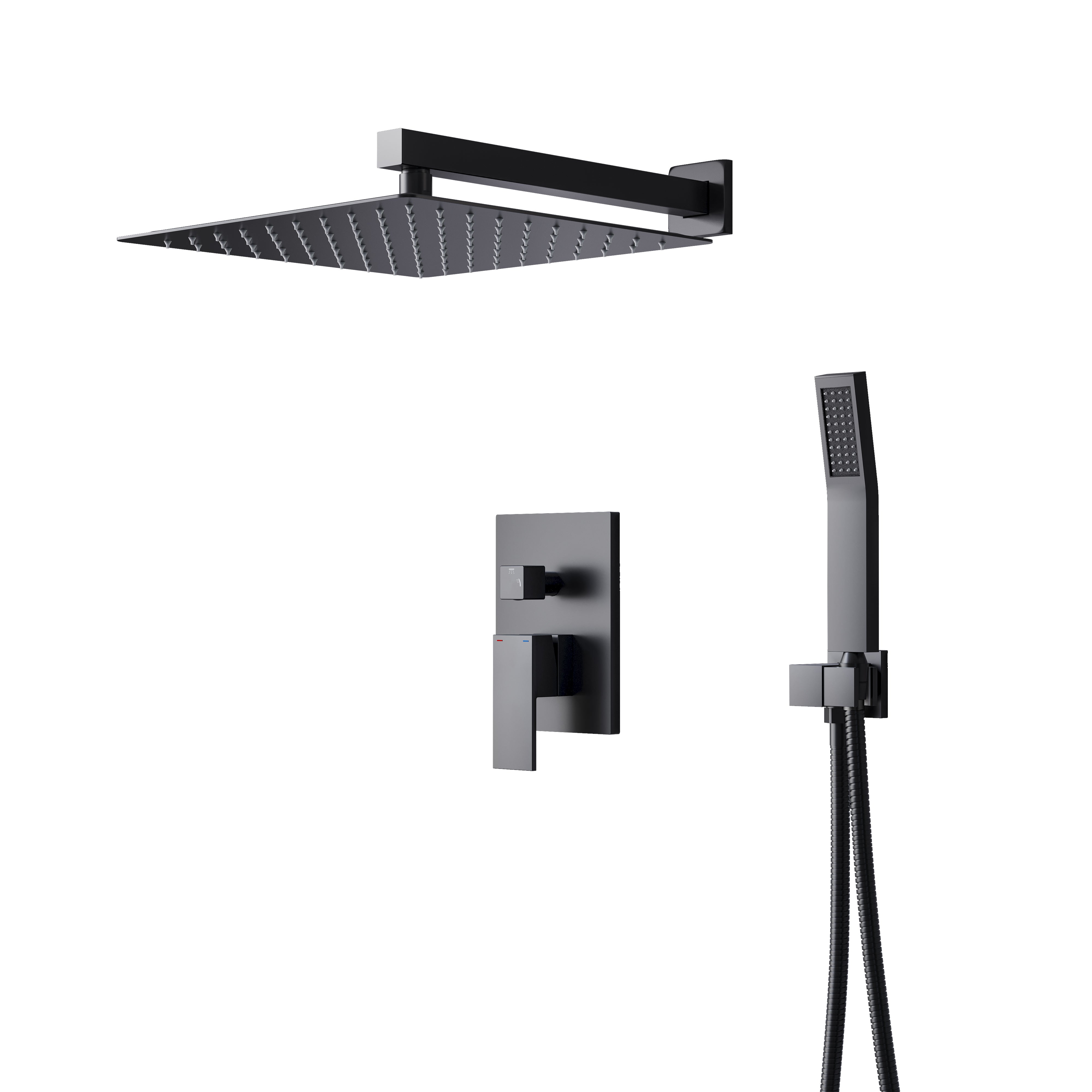 10-in Rain Shower Head Wall Mount Dual Head Built-In Shower System with with 2-way Diverter Valve Included